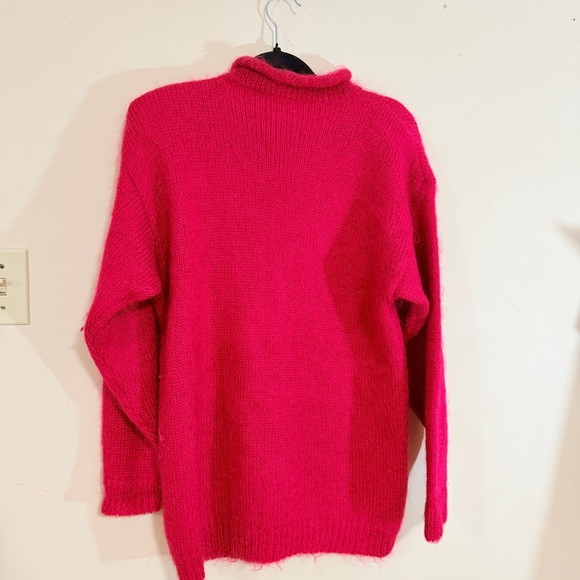 Cozy Soft Red Fuzzy Knit Mock Neck Sweater - Picture 5 of 6